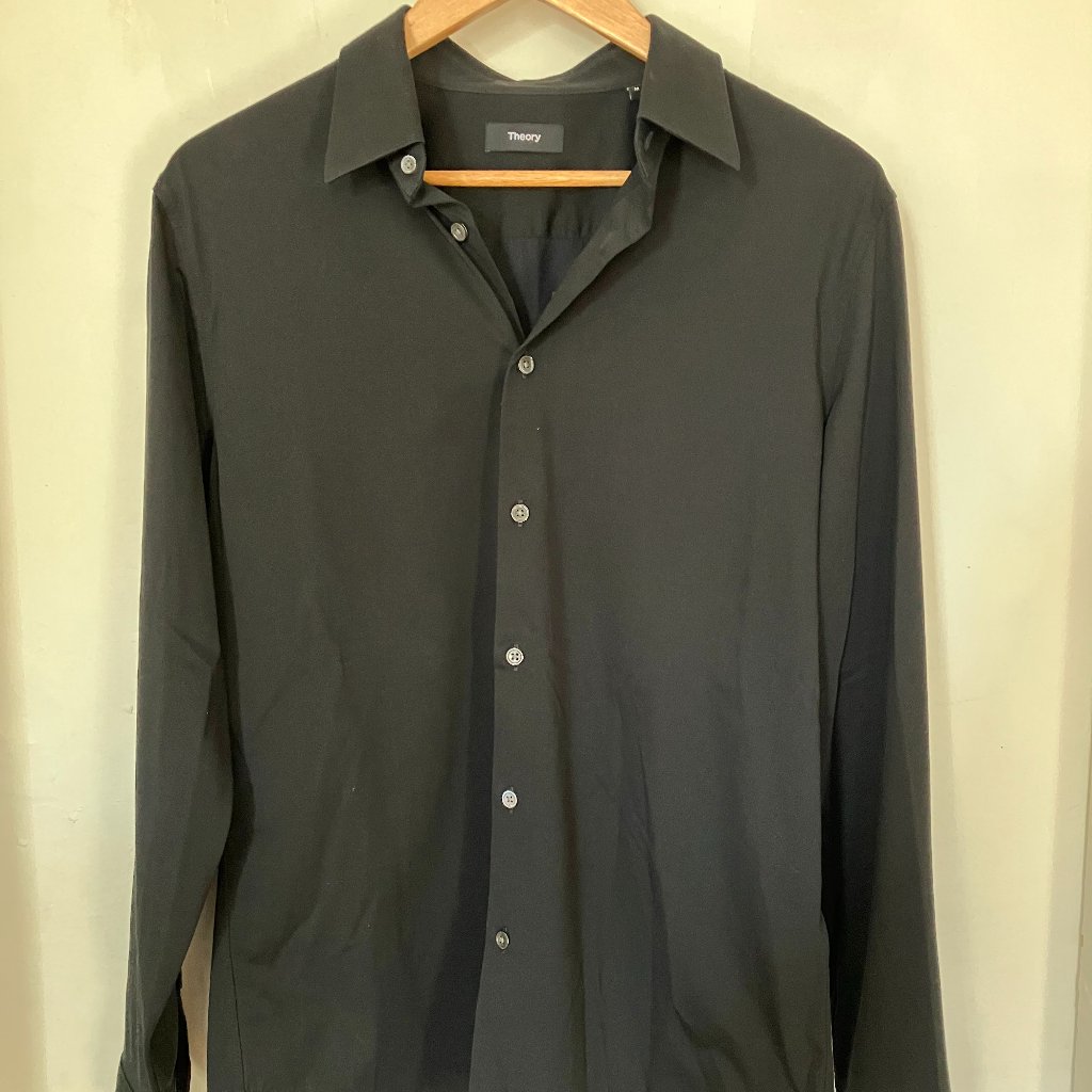 Theory Sylvain Shirt In Structure Knit In Black